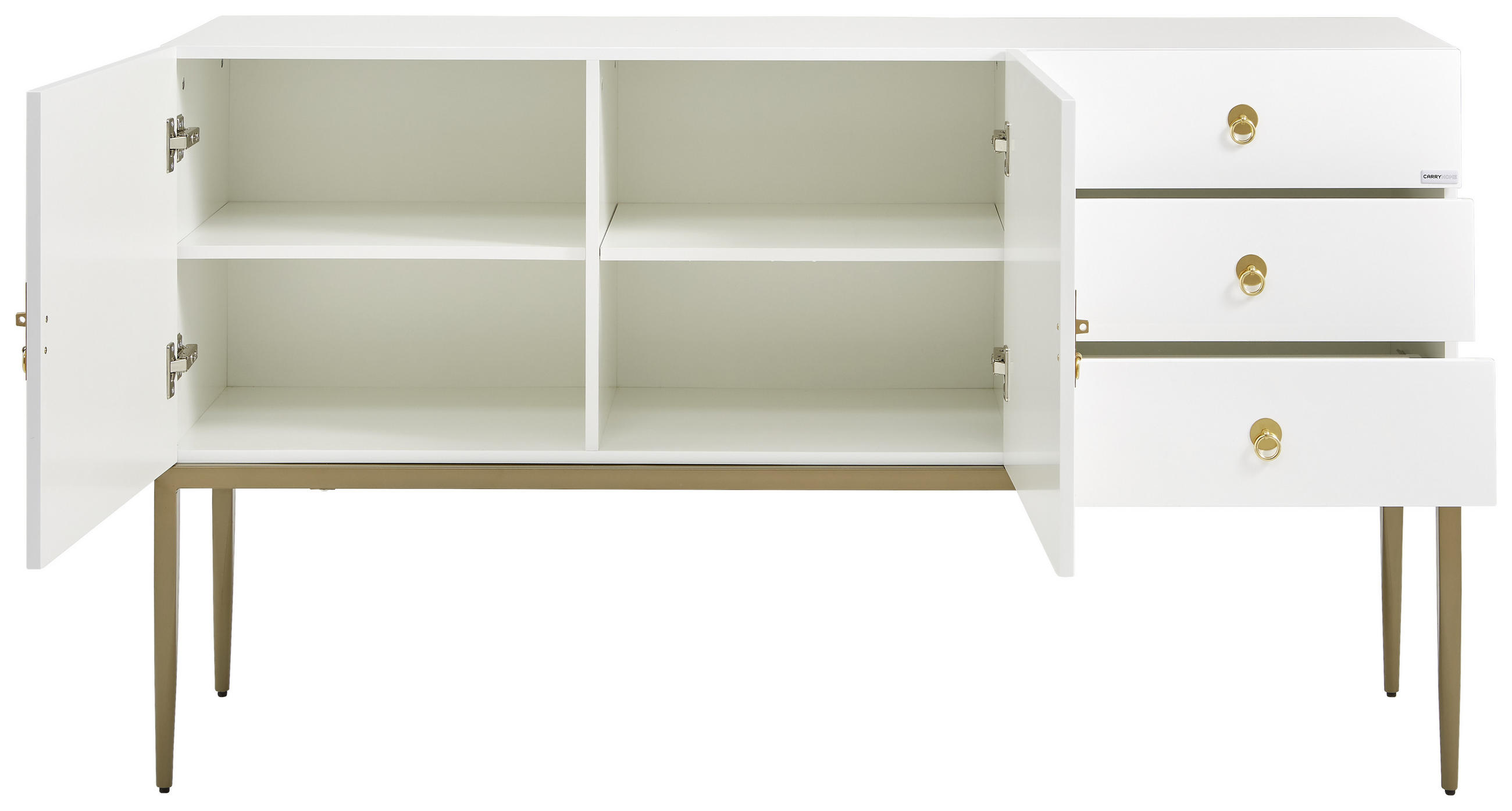 KOMMODE Weiß, Kupferfarben - Weiß/Kupferfarben, Design, Holzwerkstoff/Metall (150/85/40cm) - Carryhome