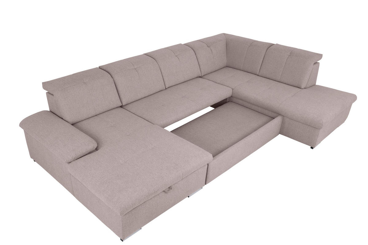WOHNLANDSCHAFT Taupe  - Taupe/Grau, Design, Textil/Metall (173/328/215cm) - MID.YOU