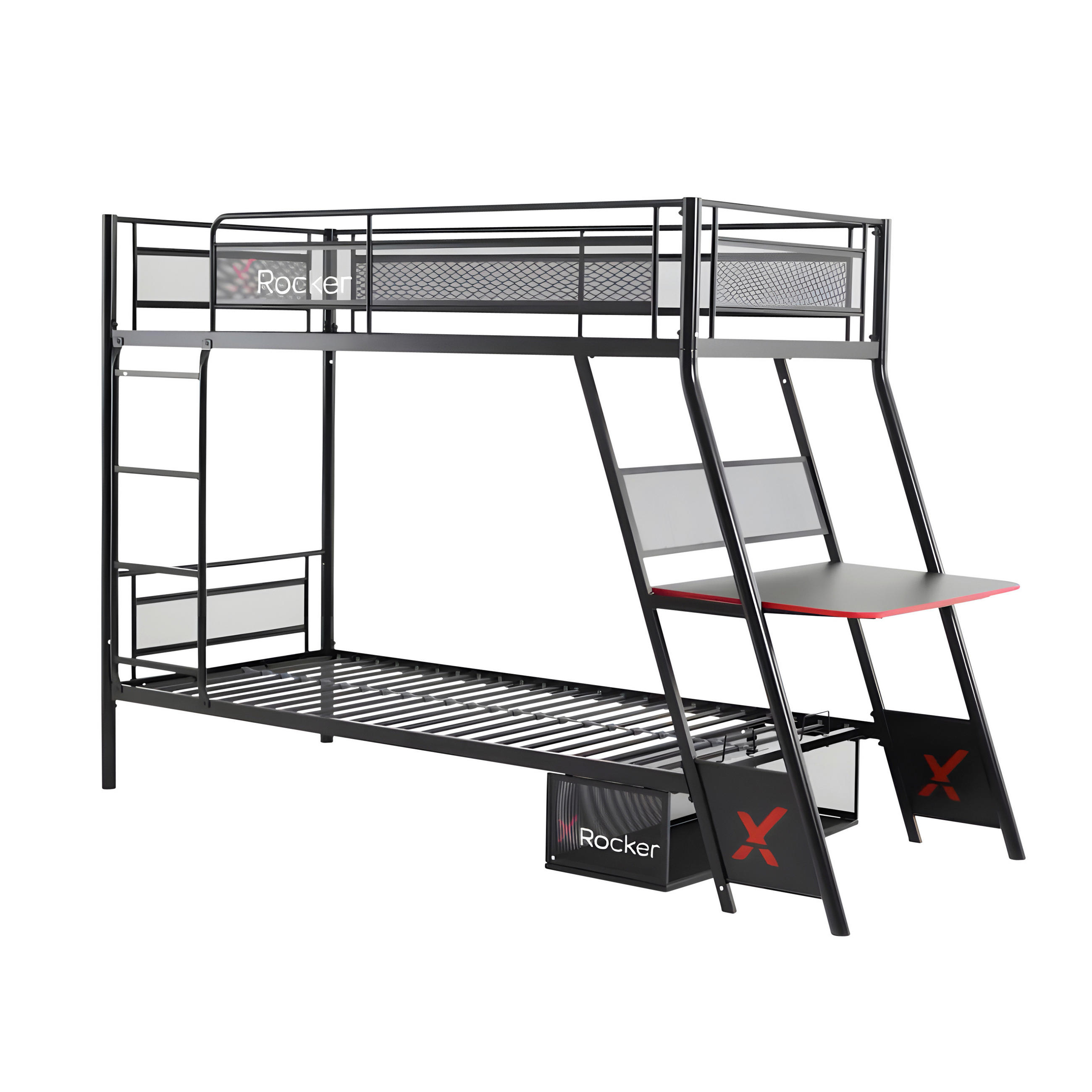 Thumbnail - X Rocker Etagenbett, Schwarz, Metall, 90x190 cm, Kinder- & Jugendzimmer, Kindermöbel, Kinderbetten, Etagenbetten