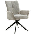 ARMLEHNSTUHL  Wippfunktion, Sitzfläche 360° drehbar, inklusive Armlehnen Webstoff  - Schwarz/Braun, Design, Textil/Metall (66/90,5/66cm) - Carryhome