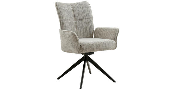 ARMLEHNSTUHL  Wippfunktion, Sitzfläche 360° drehbar, inklusive Armlehnen Webstoff  - Schwarz/Braun, Design, Textil/Metall (66/90,5/66cm) - Carryhome