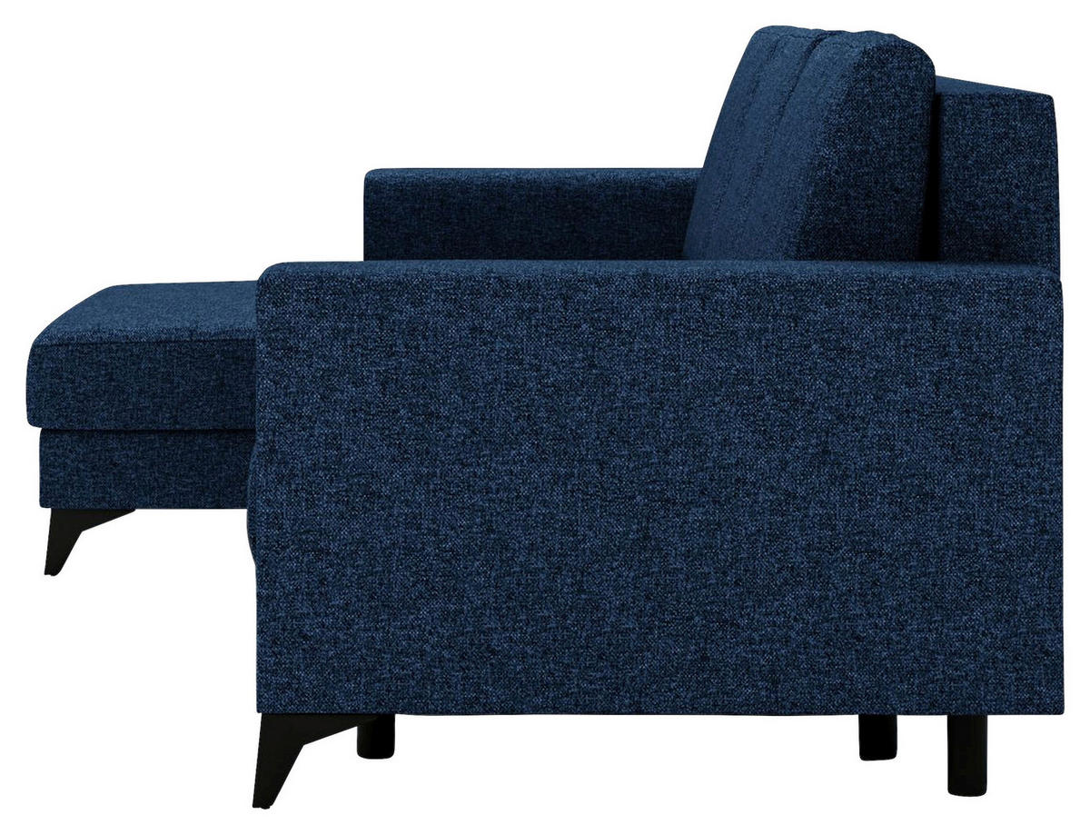 ECKSOFA in Flachgewebe Blau  - Blau/Schwarz, Design, Textil/Metall (156/244cm) - Livetastic