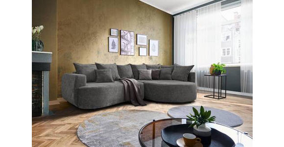 ECKSOFA in Chenille Grau  - Schwarz/Grau, Design, Kunststoff/Textil (307/194cm) - Carryhome