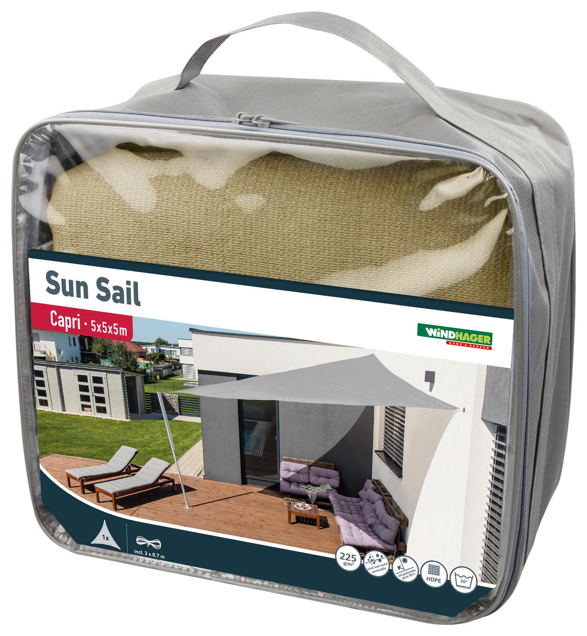 ZAHRADNÍ PLACHTA PROTI SLUNCI 500/500/500 cm - šampaňská, Basics (500/500/500cm)