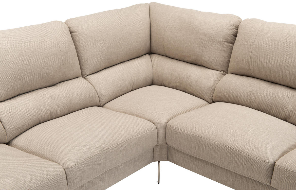 SOFA in Webstoff Beige  - Chromfarben/Beige, Konventionell, Textil/Metall (163/326/256cm) - Livetastic