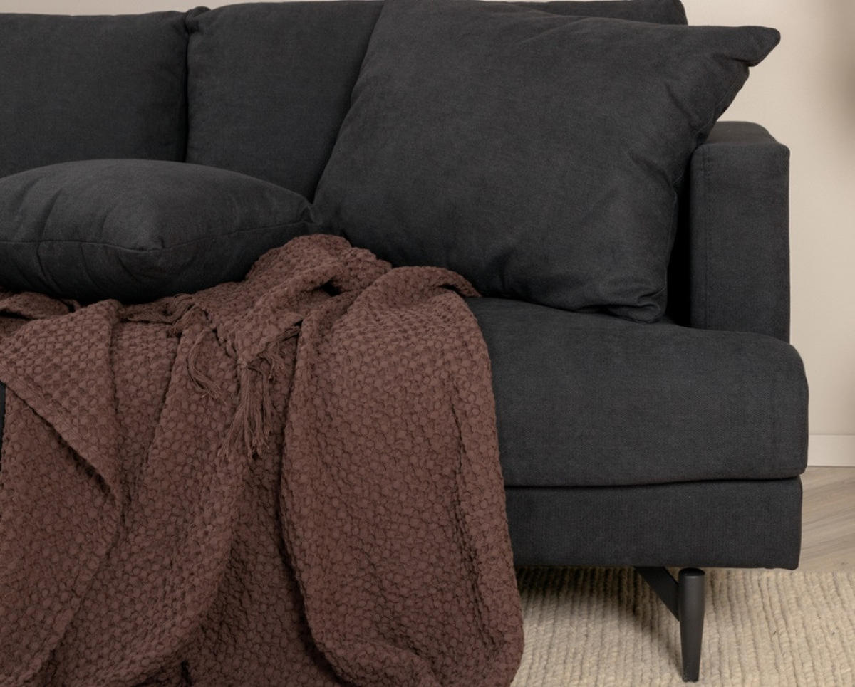 3-SITS SOFFA i textilväv svart  - svart, Design, metall/textil (259/86/86cm) - Pure Home Comfort