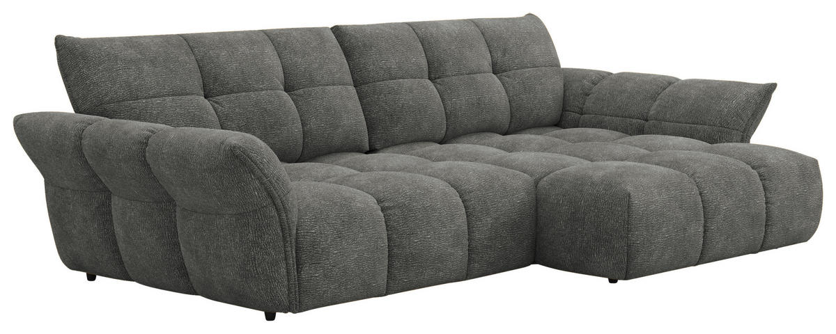 ECKSOFA Anthrazit Chenille Rücken echt  - Anthrazit/Schwarz, Design, Kunststoff/Textil (312/177cm) - Welnova