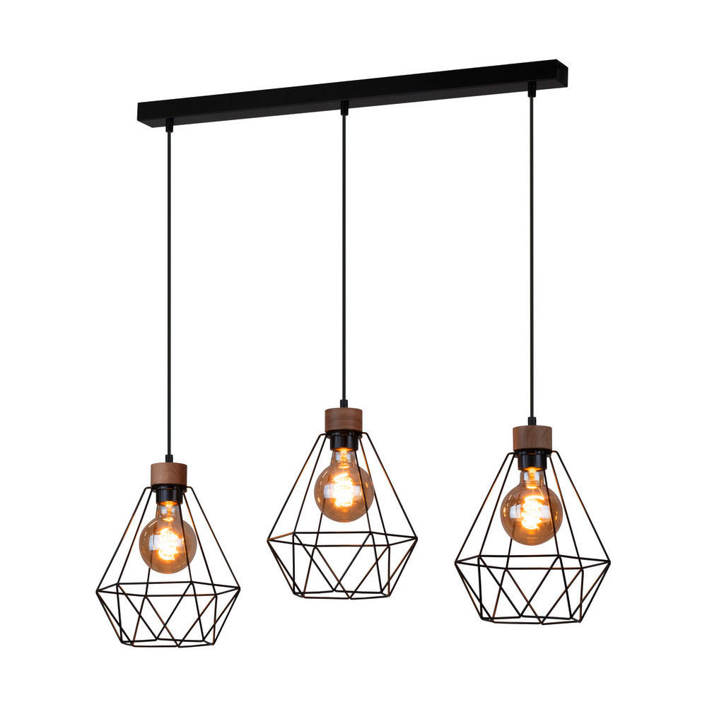 HÄNGELEUCHTE 80/25/120 cm  - Eichefarben/Schwarz, KONVENTIONELL, Holz/Metall (80/25/120cm)