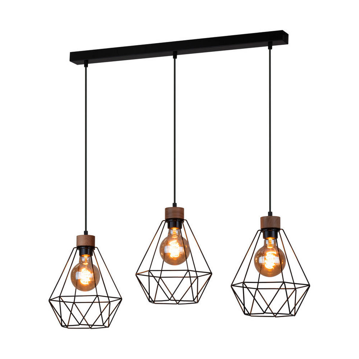 HÄNGELEUCHTE 80/25/120 cm  - Eichefarben/Schwarz, KONVENTIONELL, Holz/Metall (80/25/120cm)