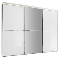 SCHWEBETÜRENSCHRANK in Weiss  - Chromfarben/Weiss, Design, Glas/Holzwerkstoff (280/222/68cm) - Moderano