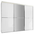 SCHWEBETÜRENSCHRANK  in Weiß  - Chromfarben/Weiß, Design, Glas/Holzwerkstoff (280/222/68cm) - Moderano