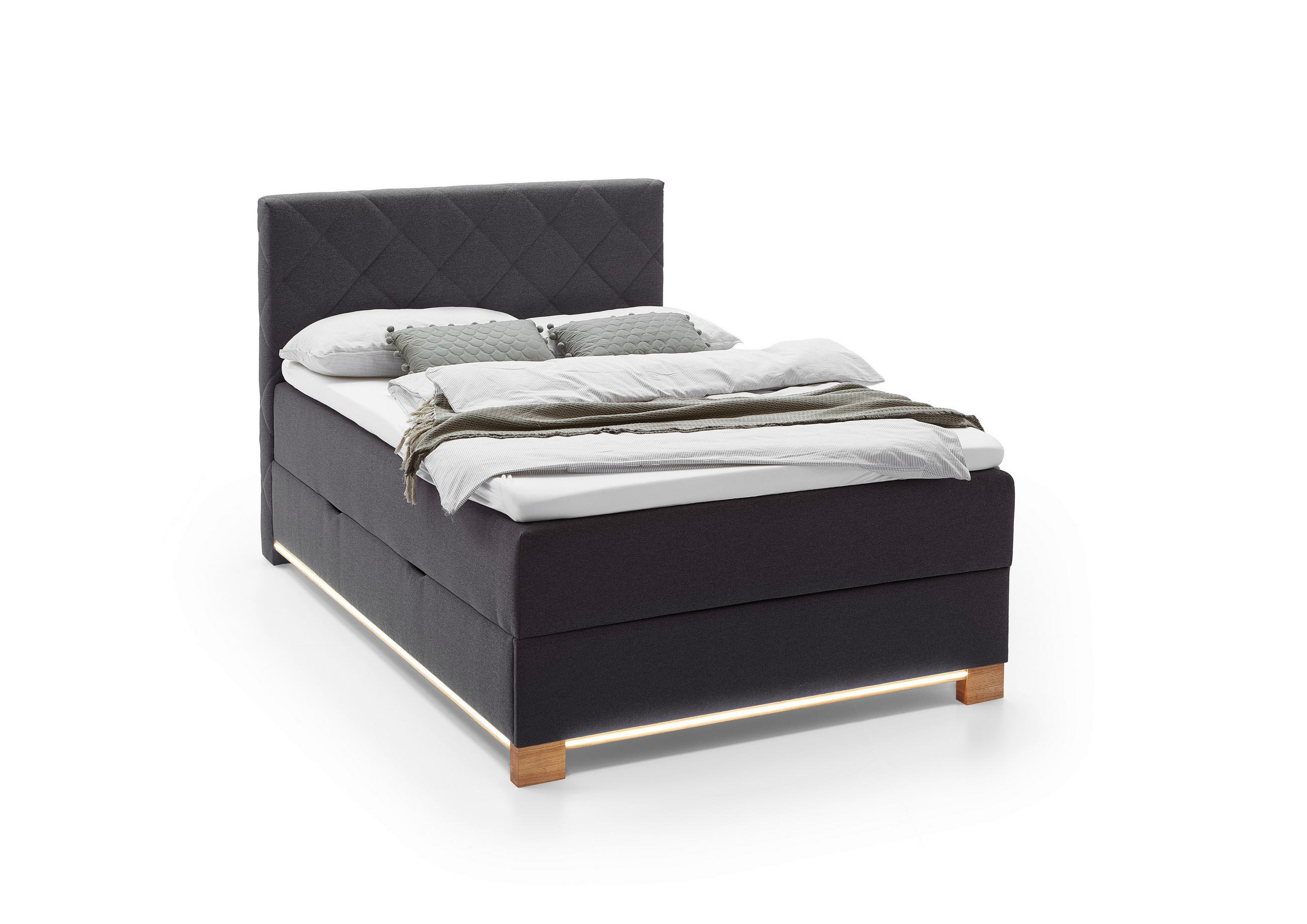 BOXSPRINGBETT 140/200 cm  in Anthrazit  - Anthrazit, Design, Holz/Holzwerkstoff (140/200cm) - Xora