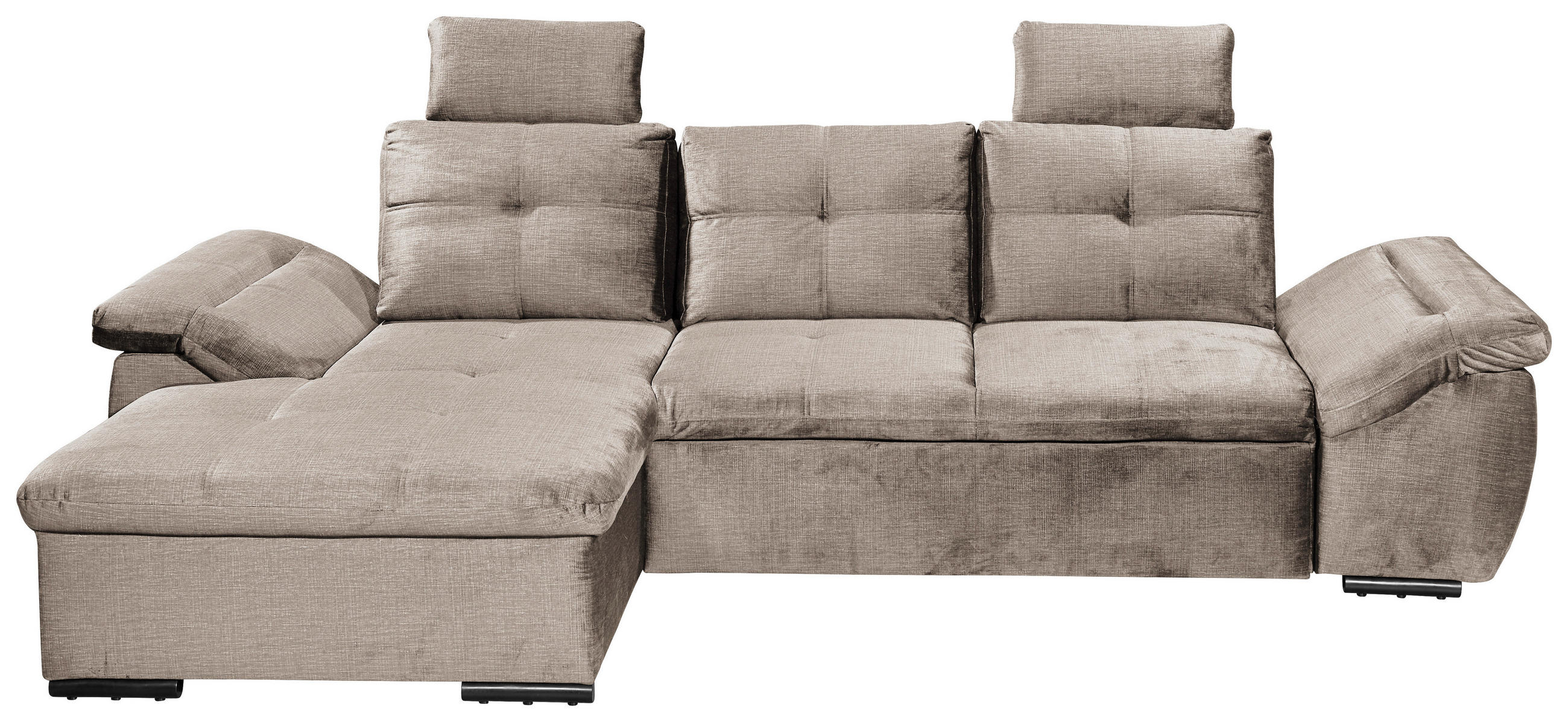 ECKSOFA in Mikrovelours Creme  - Creme/Schwarz, Konventionell, Kunststoff/Textil (170/275cm) - Carryhome