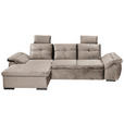 ECKSOFA  in Mikrovelours Creme  - Creme/Schwarz, KONVENTIONELL, Kunststoff/Textil (170/275cm) - Carryhome