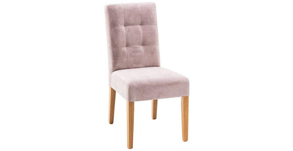 STUHL Webstoff Rosa - Eichefarben/Rosa, KONVENTIONELL, Holz/Textil (48/95/61cm) - Carryhome