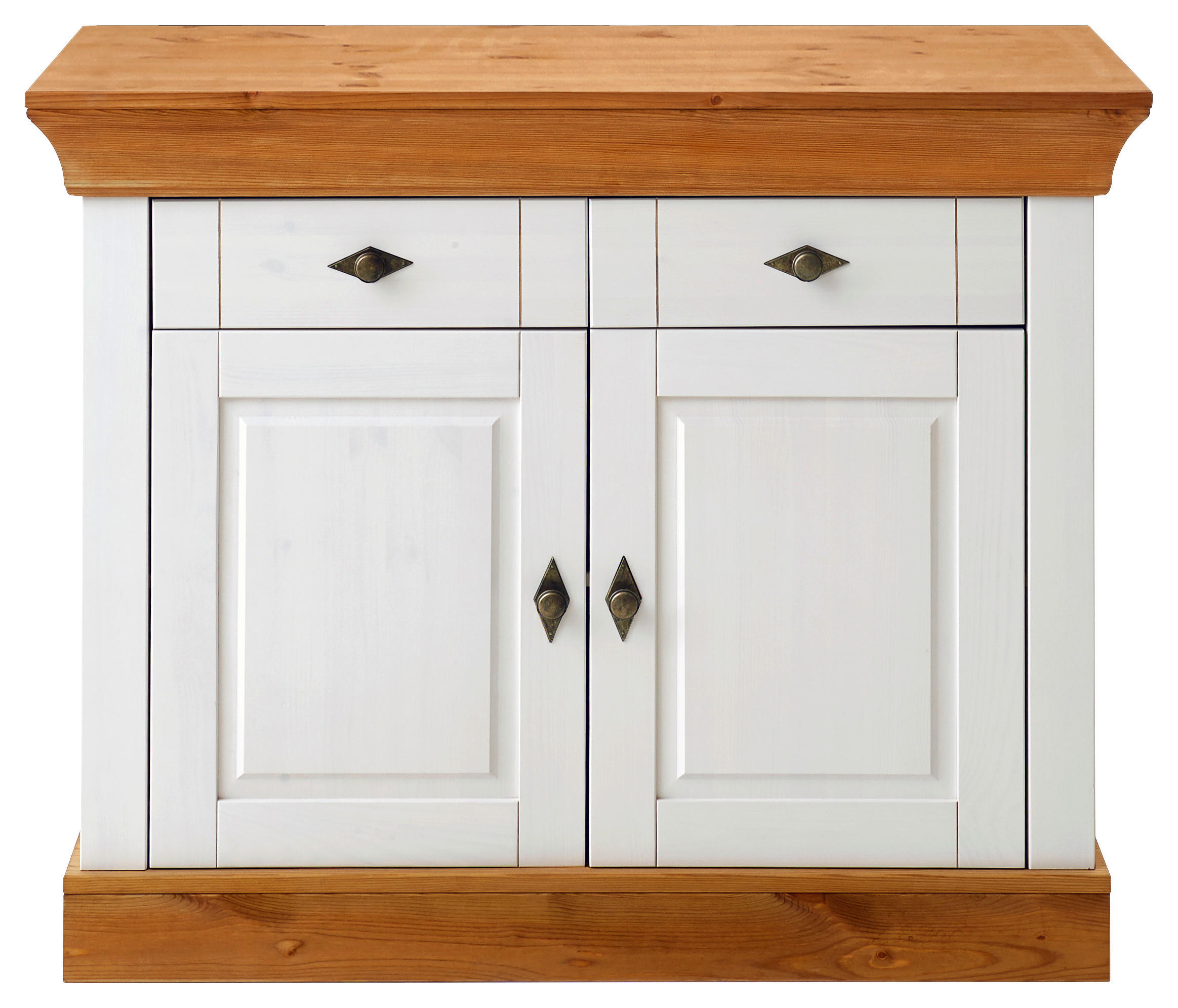 KOMMODE , 108/85/45 cm, 2 Schublade(n)  - Bernsteinfarben/Weiß, ROMANTIK / LANDHAUS, Holz/Metall (108/85/45cm) - Boxxx