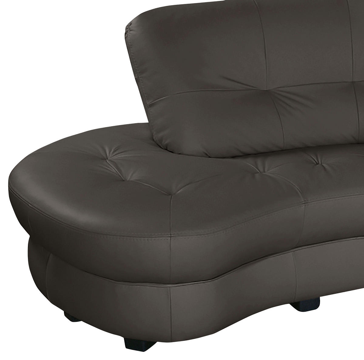 ECKSOFA Dunkelbraun Echtleder Lederlook  - Dunkelbraun/Schwarz, Design, Leder/Kunststoff (113/300cm) - Livetastic