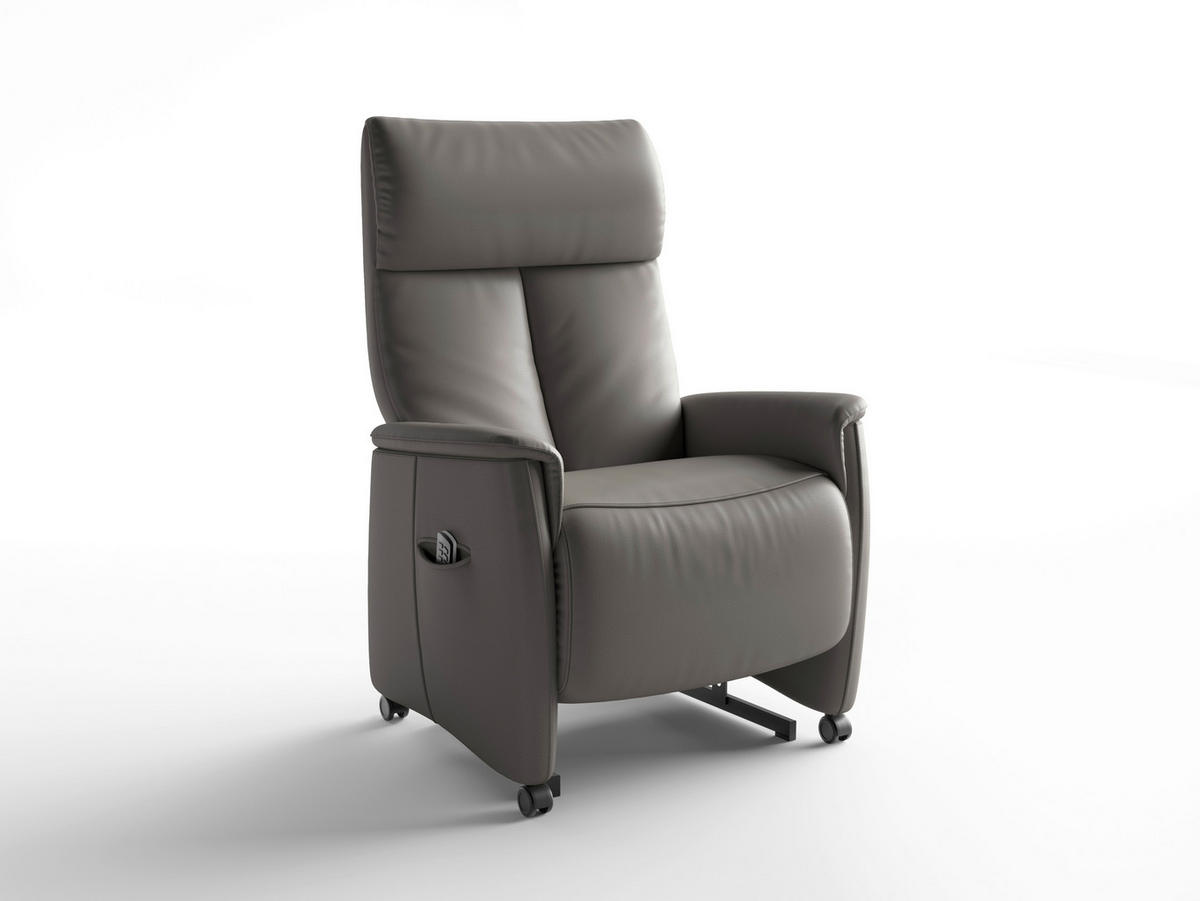 RELAXSESSEL TV CREMONA COMFORT E XL Echtleder Kopfteilverstellung, Fußteilverstellung, Rücken echt    - Schwarz/Mokka, Basics, Leder/Kunststoff (76/119/84cm) - Sit & More