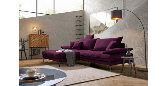 ECKSOFA in Mikrofaser Beere 176/292 cm - Beere/Schwarz, MODERN, Textil/Metall (176/292cm) - Carryhome