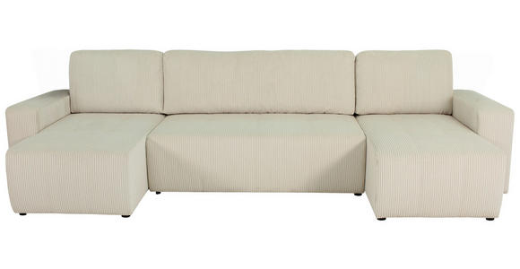 Wohnlandschaft inkl. Funktion Creme Cord  - Creme/Schwarz, KONVENTIONELL, Textil (146/317/146cm) - Xora