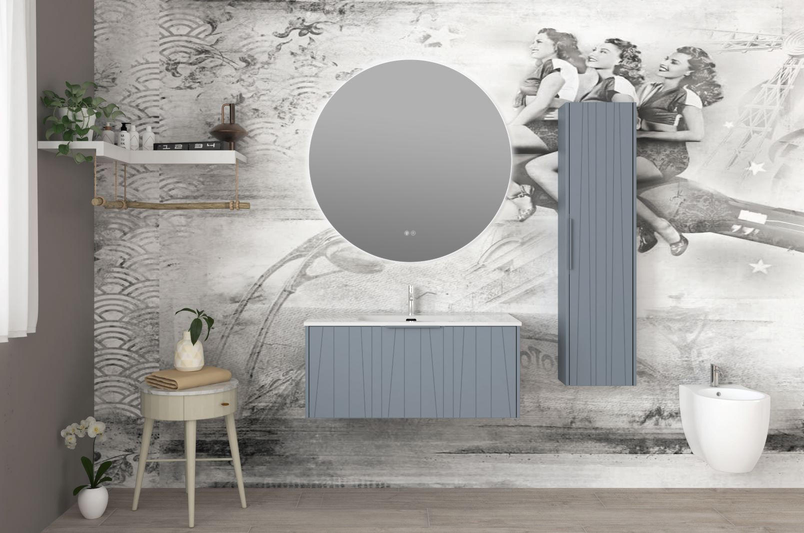 MIDISZEKRÉNY 35/140/20 cm - kék, Basics, faalapú anyag/Üveg (35/140/20cm) - Welnova