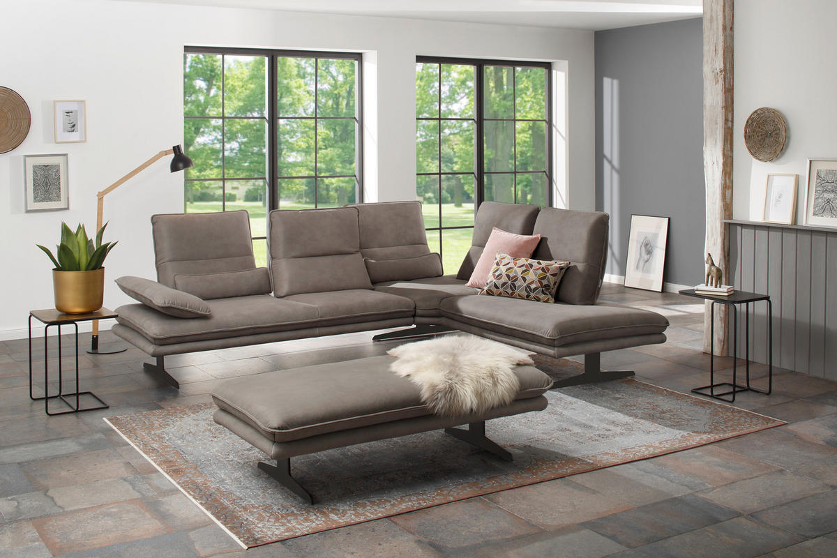 ECKSOFA Mikrofaser Grau  - Schwarz/Grau, Design, Textil/Metall (284/224cm) - Chilliano