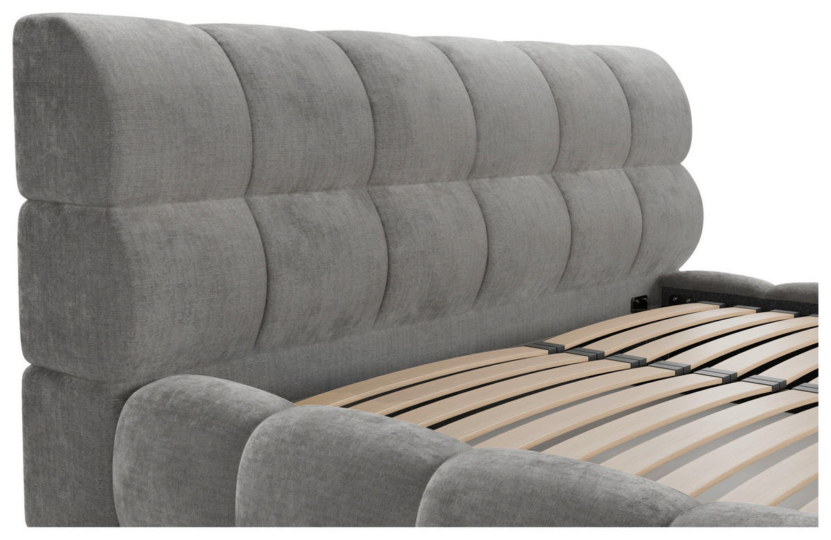 POLSTERBETT 180/200 cm,  in Taupe, Lattenrost, Bettkasten,  - Taupe/Schwarz, Design, Holz/Textil (180/200cm) - Chameo