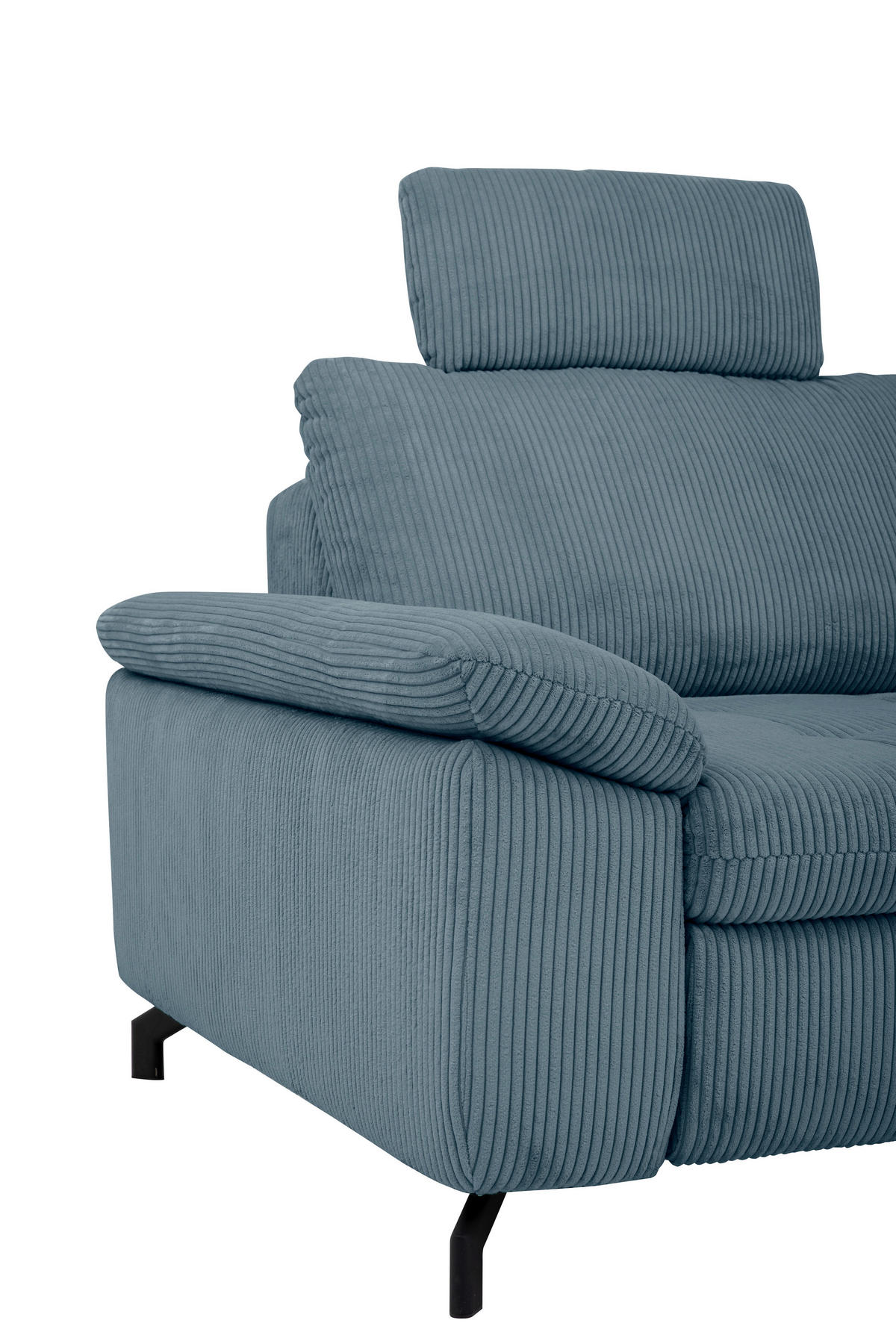 ECKSOFA in Cord, Velours Petrol  - Petrol/Schwarz, Design, Textil/Metall (291/197cm) - Beldomo Style