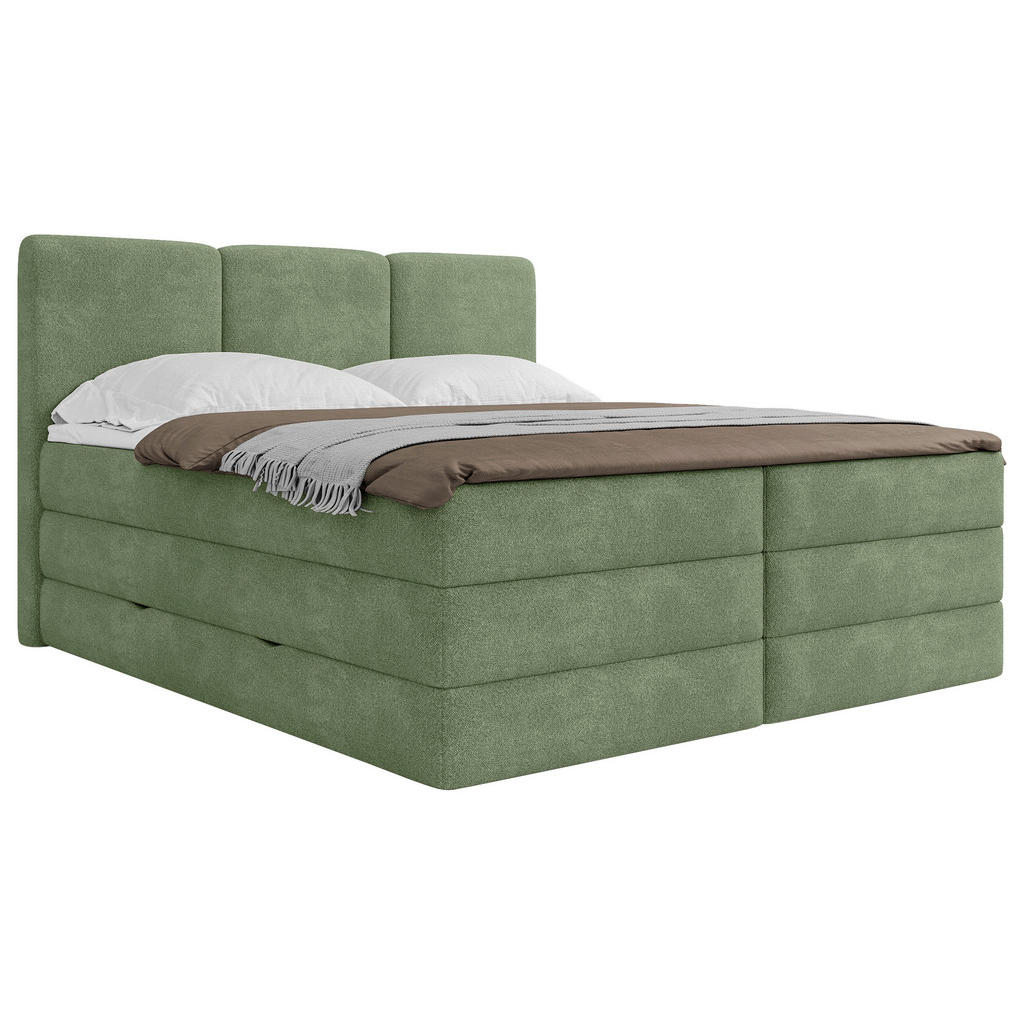Thumbnail - Mid.you Boxspringbett, Grün, Holz, Textil, Holzwerkstoff, H3 + H4, Höhe ca. 19 cm, 180x200 cm, Bettkasten, gepolstertes ...