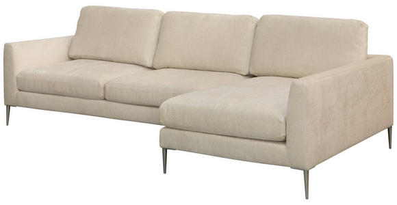 ECKSOFA Beige Chenille - Beige/Silberfarben, KONVENTIONELL, Textil/Metall (284/143cm) - Carryhome