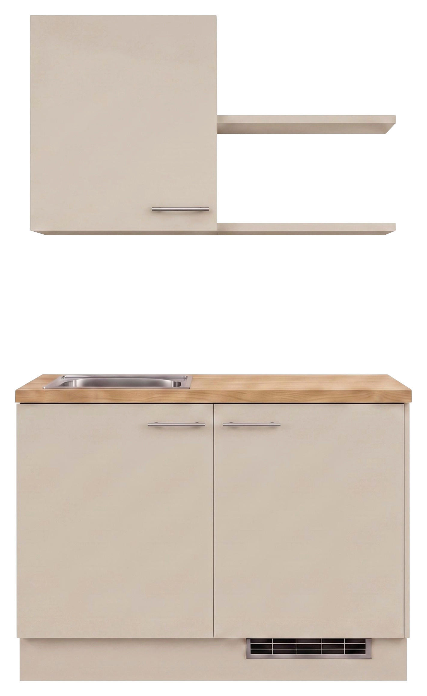 MINIKÜCHE 121,6 cm   in Eichefarben, Hellgrau  - Edelstahlfarben/Eichefarben, Basics, Holzwerkstoff/Metall (121,6cm) - Impuls