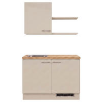 MINIKÜCHE 121,6 cm   in Eichefarben, Hellgrau  - Edelstahlfarben/Eichefarben, Basics, Holzwerkstoff/Metall (121,6cm) - Impuls