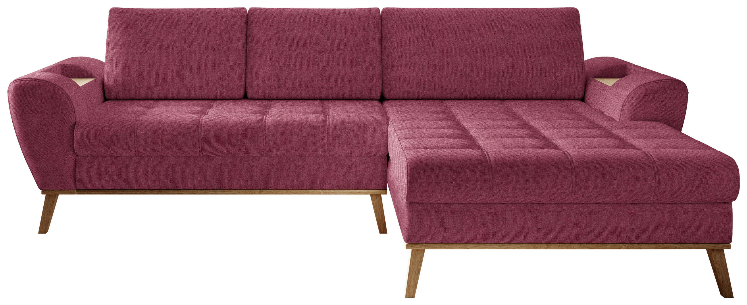 ECKSOFA in Webstoff Dunkelrot  - Eichefarben/Creme, Design, Holz/Textil (282/175cm) - Carryhome