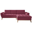 ECKSOFA in Webstoff Dunkelrot  - Eichefarben/Creme, Design, Holz/Textil (282/175cm) - Carryhome