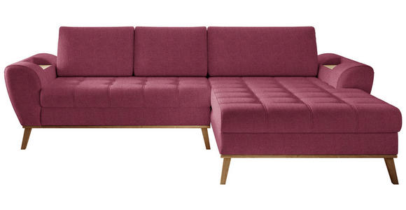 ECKSOFA in Webstoff Dunkelrot  - Eichefarben/Creme, Design, Holz/Textil (282/175cm) - Carryhome