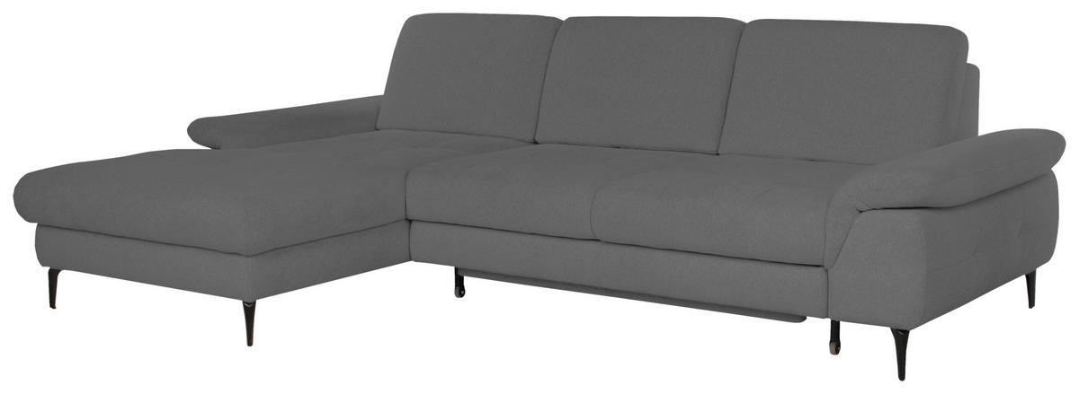 ECKSOFA ALMA in Chenille Dunkelgrau  191/285 cm  - Dunkelgrau/Schwarz, Design, Textil/Metall (191/285cm) - Livetastic