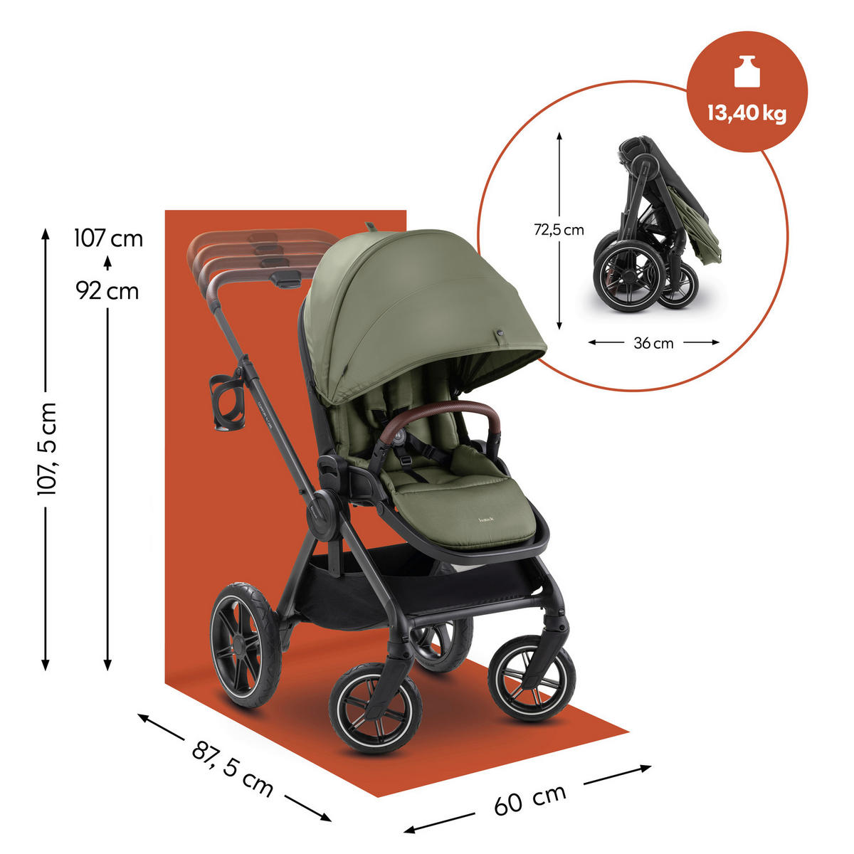 BUGGY Comfort N Care  - Anthrazit/Schwarz, Basics, Kunststoff/Textil (60/107/87,5cm) - Hauck