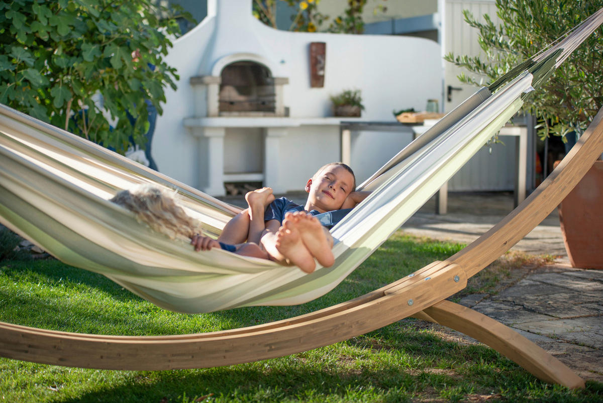 HÄNGEMATTE double outdoor  - Weiß/Hellgrün, KONVENTIONELL, Textil (160/350cm) - La Siesta