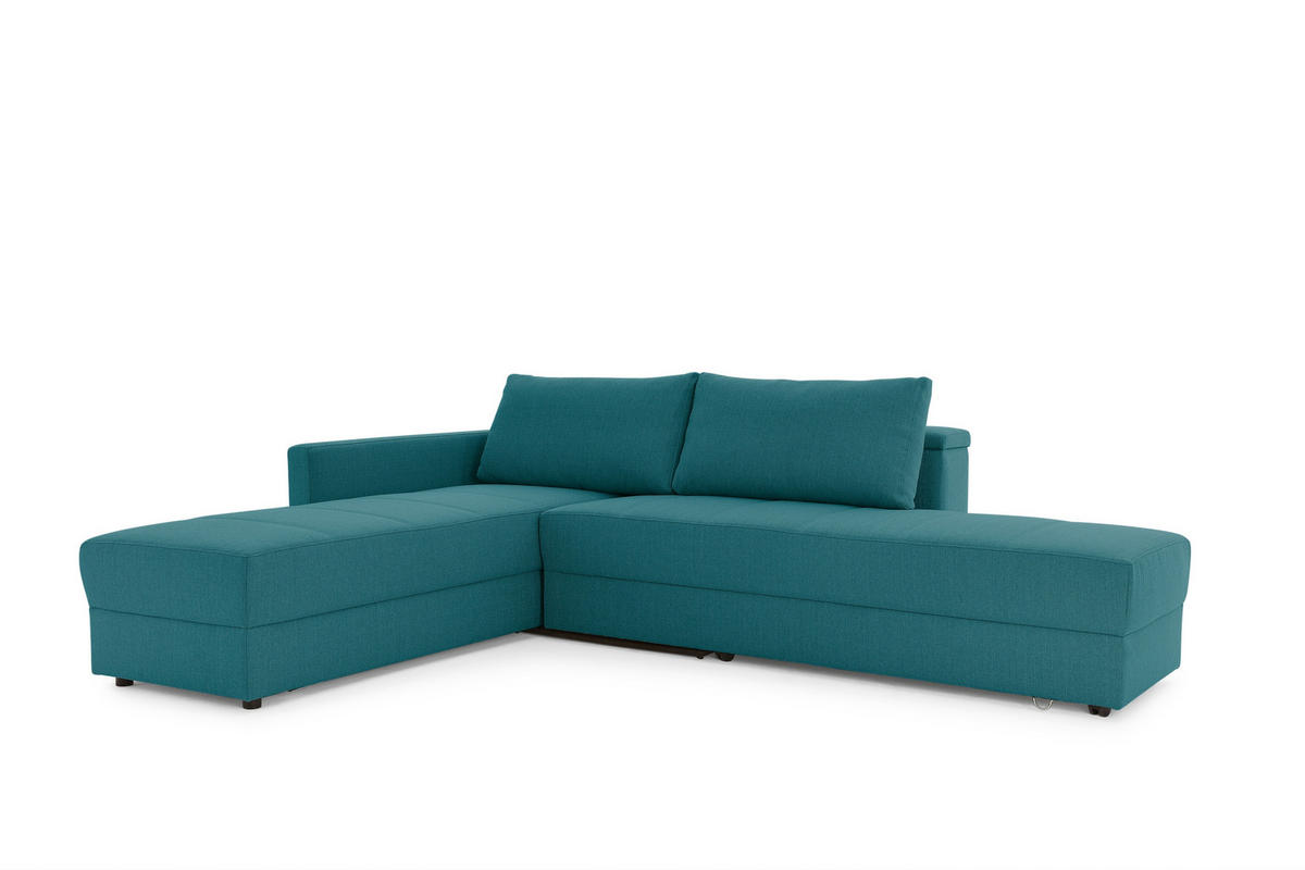 ECKSOFA LOOKS III Petrol Webstoff  - Petrol/Schwarz, Design, Kunststoff/Textil (287/229cm) - LOOKS by W.Joop