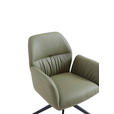 ARMLEHNSTUHL  Sitzfläche 360° drehbar, automatische Rückholfunktion  Echtleder  - Schwarz/Hellgrün, Design, Leder/Metall (62/89/63cm) - Dieter Knoll