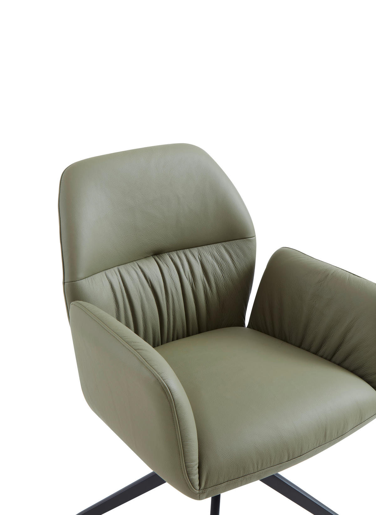 ARMLEHNSTUHL  Sitzfläche 360° drehbar, automatische Rückholfunktion  Echtleder  - Schwarz/Hellgrün, Design, Leder/Metall (62/89/63cm) - Dieter Knoll