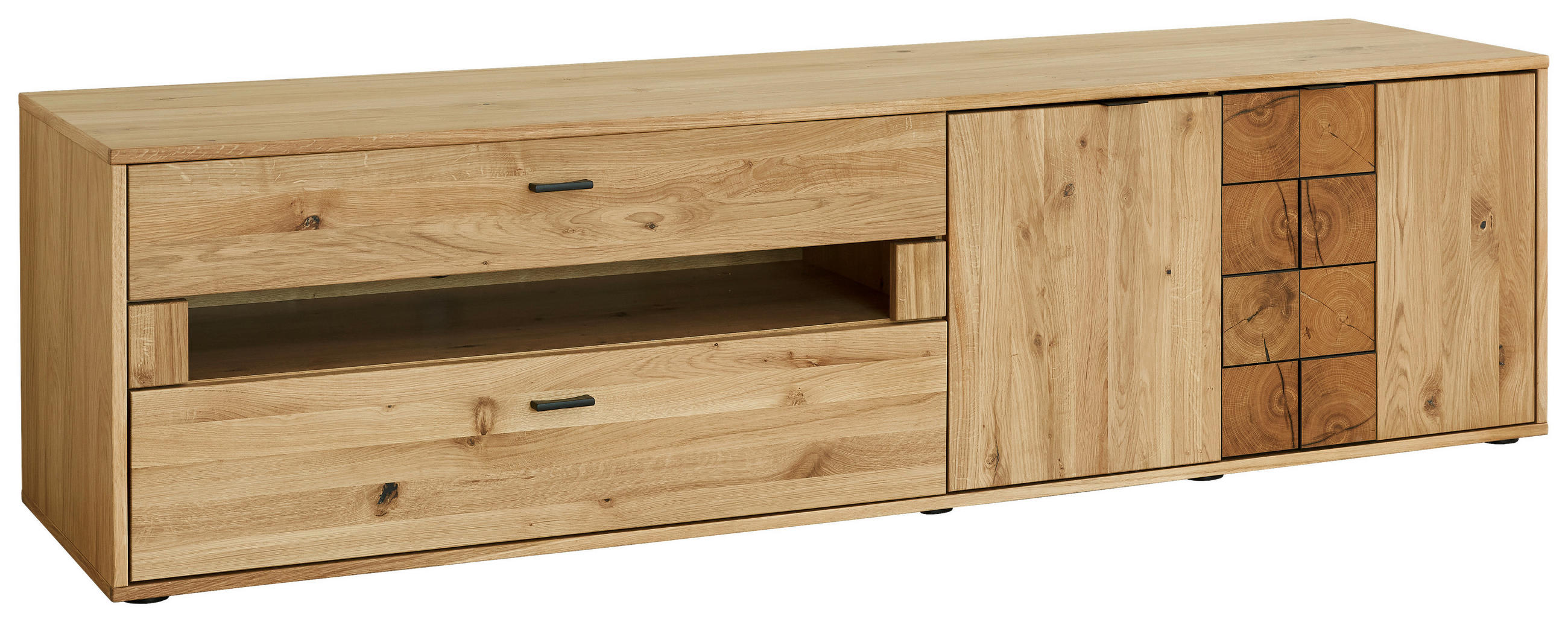 LOWBOARD Alteiche  198,8/53,7/50,2 cm  - Alteiche/Anthrazit, Konventionell, Holz/Holzwerkstoff (198,8/53,7/50,2cm) - Linea Natura