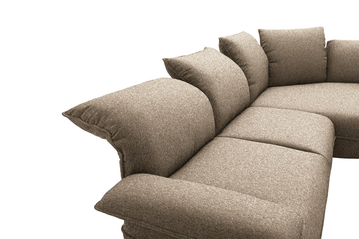 ECKSOFA Chenille Beigebraun  - Beigebraun/Schwarz, Design, Kunststoff/Textil (343/154cm) - Koinor