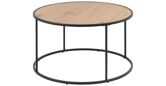 COUCHTISCH 80/80/45 cm rund Schwarz, Eichefarben - Eichefarben/Schwarz, Design, Holzwerkstoff/Metall (80/80/45cm) - Carryhome
