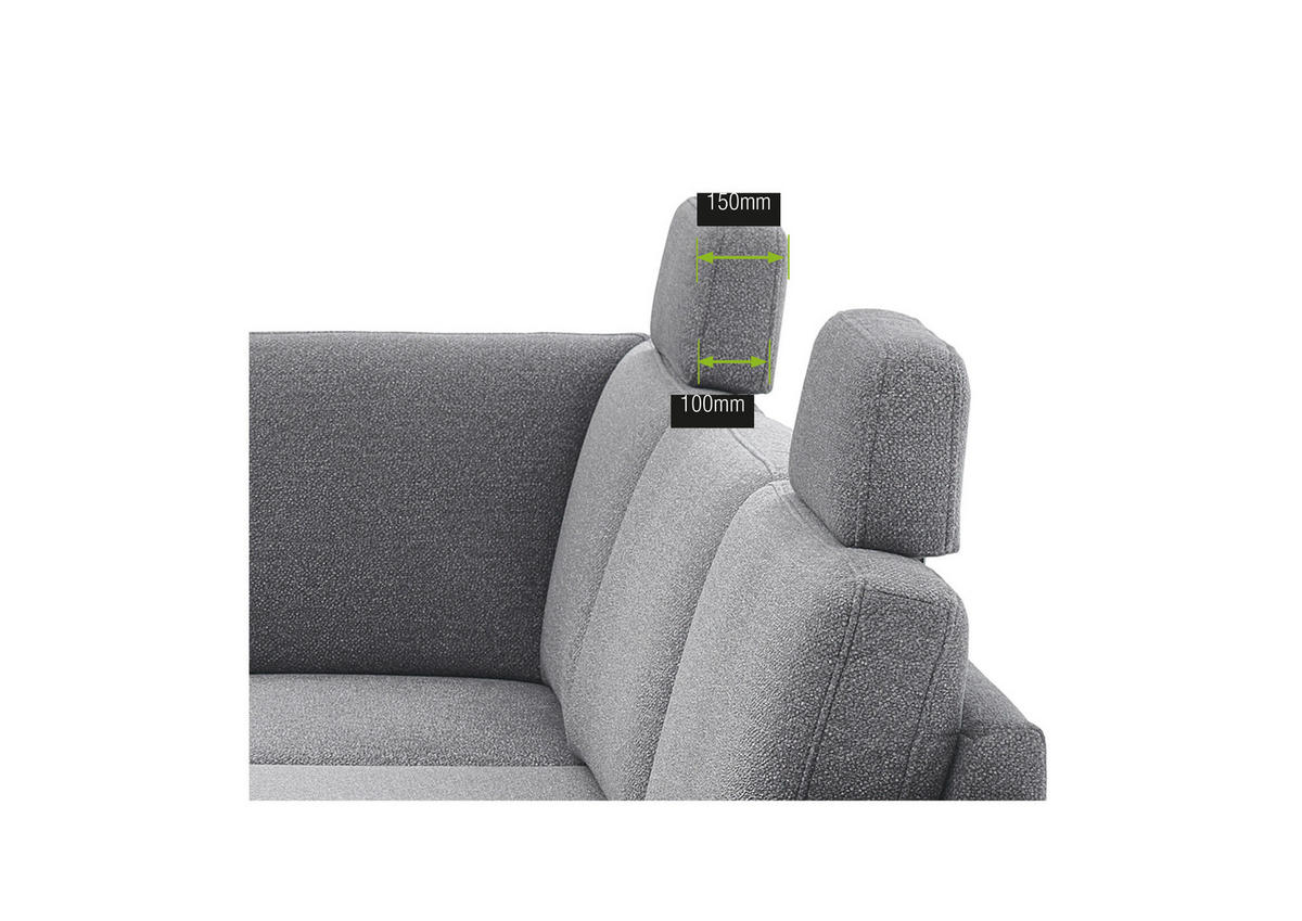 ECKSOFA Grau Flachgewebe  - Schwarz/Grau, KONVENTIONELL, Textil/Metall (218/255cm) - Elegando