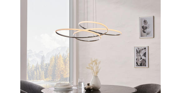 LED-HÄNGELEUCHTE 84,5/150 cm  - Silberfarben, Design, Kunststoff/Metall (84,5/150cm) - Novel