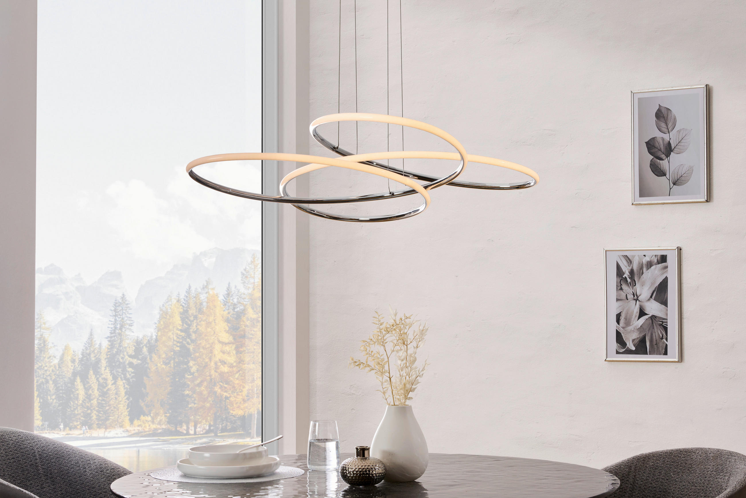 LED FÜGGŐLÁMPA 84,5/150 cm  - ezüstszínű, Design, műanyag/fém (84,5/150cm) - Novel