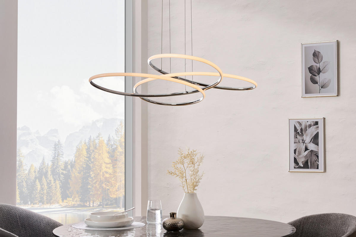 LED FÜGGŐLÁMPA 84,5/150 cm  - ezüstszínű, Design, műanyag/fém (84,5/150cm) - Novel