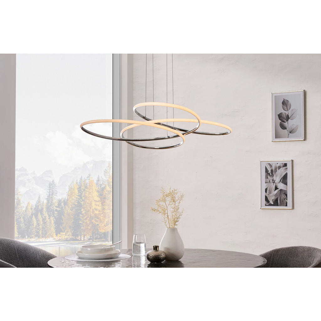 Thumbnail - Novel Led-Hängeleuchte Baltimore, Silber, Metall, Kunststoff, Uni,Uni, NA mm, rund,rund, 150 cm, RoHS, Europäischer Sich...