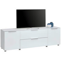 NISKA KOMODA   180/54/40 cm   bela visoki sjaj   - boja hroma/siva, Osnovno, staklo/metal (180/54/40cm) - Voleo